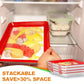 NEW 4pcs Stretch Fresh Storage Tray Vacuum Reusable And Stackable Food Storage Tray UK