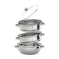 Three Tier Induction Hob Stainless Steel Steamer Steam Pot Cooker Set Glass Lid