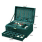 3 Layer Large Jewelry Box, Necklace Jewelry Storage Organizer Cabinet Box Green