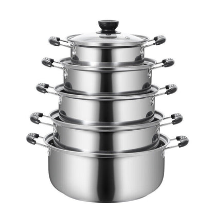 5PCS Induction Non Stick Stainless Steel Healthy Cookware Cooking Pot Stockpot