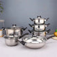 12 Piece Stainless Steel Cookware Saucepan Set Pan Pot Kitchen Cooking Glass Lid