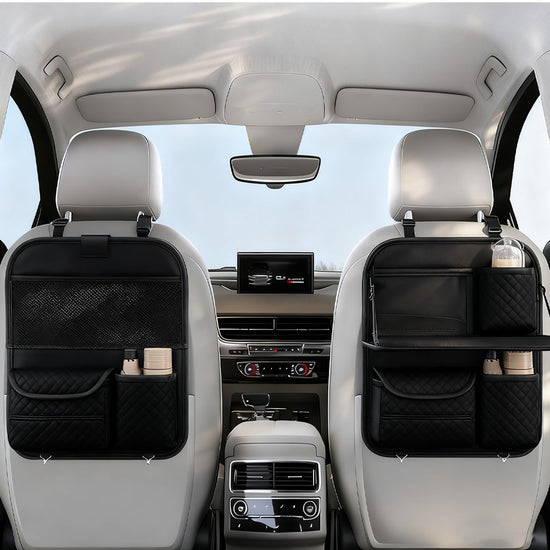 Car Organiser Bag Multi Pocket Black Leather  Holder Back Seat Storage Tidy