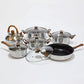 NEW 12pcs Stainless Steel Cookware Saucepan, Casserole & Fry Pan Set With Glass Lid