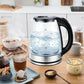 2L Electric Kettle Fast Boil Quiet Glass Kettle 360 Blue LED Boil-Dry Protection