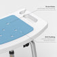Shower Stool With Backrest, Height Adjustable Shower Chair With Anti-slip Foot Pads, Shower Head Holder, Light Blue