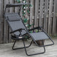 Foldable Reclining Garden Chair With Headrest, Zero Gravity Deck Sun Lounger Seat Chair With Footrest, Armrest, Cup Holder & Canopy Shade, Light Grey