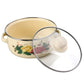 3PCS Enamel Stock Pot Set With Lid Wear Resistant Stockpot Retro Floral Cooking