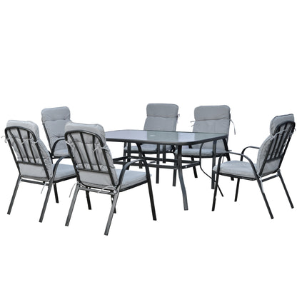 Seven-Piece Garden Dining Set With Cushions - Grey