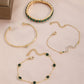 4pcs Bracelet Suit Fashion Green Grandmother Diamond Stretch Bracelet Women&
