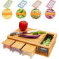 Chopping Board With Containers, Large Bamboo Cutting Board With Anti Slip Pads