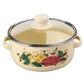 3PCS Enamel Stock Pot Set With Lid Wear Resistant Stockpot Retro Floral Cooking