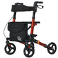 4 Wheel Rollator With Seat And Back, Folding Mobility Walker With Carry Bag, Adjustable Height, Dual Brakes, Cane Holder, Lightweight Aluminium Walking Frame For Seniors And Disabled, Red