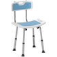 Shower Stool With Backrest, Height Adjustable Shower Chair With Anti-slip Foot Pads, Shower Head Holder, Light Blue