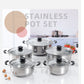 5PCS Induction Non Stick Stainless Steel Healthy Cookware Cooking Pot Stockpot