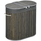 Bamboo Laundry Basket With Lid, 100 Litres Laundry Hamper With 2 Sections, Removable Washable Lining, Washing Baskets, 62.5 X 37 X 60.5cm, Grey