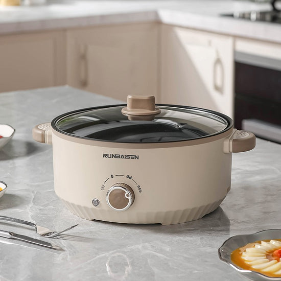4L Electric Slow Cooker Glass Lid Non Stick Rice Cooking Frying Pan Stew Pot NEW