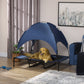 PawHut Raised Dog Bed Waterproof Elevated Pet Cot With Breathable Mesh UV Protection Canopy Blue, For XL Dogs, 122 X 92 X 108cm
