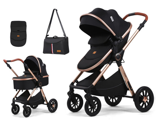 3-in-1 Pram And Pushchair Stroller With Sleeping Basket