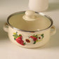 3PCS Enamel Stock Pot Set With Lid Wear Resistant Stockpot Retro Floral Cooking
