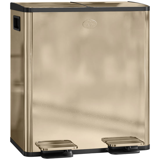 40L Dual Compartment Stainless Steel Bin, With Deodoriser Holders - Gold Tone
