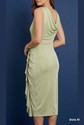 ACCETATE COWL RUFFLE MIDI DRESS SAGE Fashion BODYCON FITTED DRESS Lightweight Sleeveless  Poly Blend Spring Summer Dress For Women