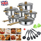 19 PCScookware Set, Including A Non-stick Saucepan, Frying Pan, And Milk Pan