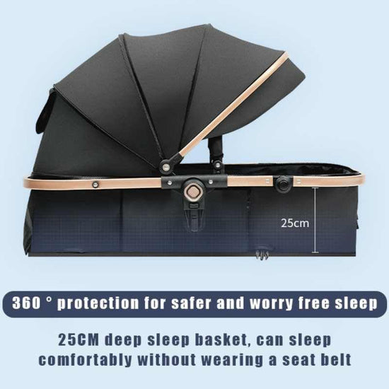 3-in-1 Pram And Pushchair Stroller With Sleeping Basket