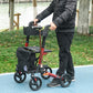 4 Wheel Rollator With Seat And Back, Folding Mobility Walker With Carry Bag, Adjustable Height, Dual Brakes, Cane Holder, Lightweight Aluminium Walking Frame For Seniors And Disabled, Red