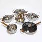 NEW 12pcs Stainless Steel Cookware Saucepan, Casserole & Fry Pan Set With Glass Lid