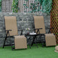 Outdoor Set Of 2 Outdoor Sun Lounger 10-Position Adjustable Texteline Folding Reclining Chairs With Footrest For Patio Garden, Beige