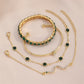 4pcs Bracelet Suit Fashion Green Grandmother Diamond Stretch Bracelet Women&