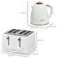1.7L 3000W Fast Boil Kettle & 4 Slice Toaster Set, Kettle And Toaster Set With 7 Browning Controls, Crumb Tray, White