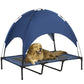 PawHut Raised Dog Bed Waterproof Elevated Pet Cot With Breathable Mesh UV Protection Canopy Blue, For XL Dogs, 122 X 92 X 108cm