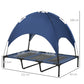 PawHut Raised Dog Bed Waterproof Elevated Pet Cot With Breathable Mesh UV Protection Canopy Blue, For XL Dogs, 122 X 92 X 108cm