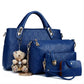 Women 4Pcs Top Handle Satchel Hobo PU Leather Handbag Set Large Tote   Purse   Shoulder Bag   Card Holder