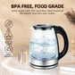 2L Electric Kettle Fast Boil Quiet Glass Kettle 360 Blue LED Boil-Dry Protection