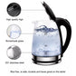 2L Electric Kettle Fast Boil Quiet Glass Kettle 360 Blue LED Boil-Dry Protection